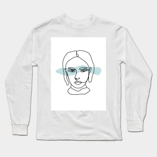 Minimal Line Drawing Female Face Long Sleeve T-Shirt